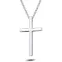 Carleen White Gold Plated High Polished Solid 925 Sterling Silver Large Mens Cross Crucifix Pendant Necklace Chain Jewelry For Men Boys, With 20 Inch Strong Durable Solid Silver Rolo Chains Lobster Clasp