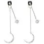 LAONATO CZ Crescent Moon and Star Chain Drop Earrings Ear Jackets LAONATO CZ Crescent Moon and Star Chain Drop Earrings Ear Jackets