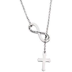 WUSUANED with God All Things are Possible Infinity Cross Necklace Bracelet Religious Jewelry Inspirational Gift