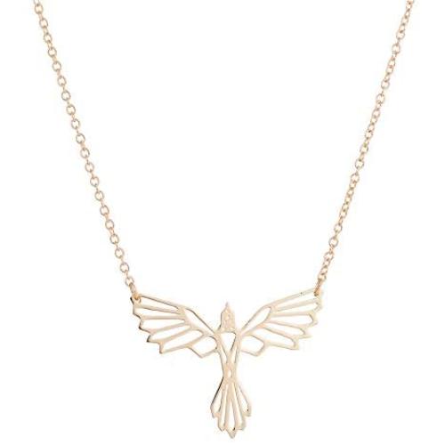 GFDGG Origami Phoenix Bird Pendant Necklaces for Women Men Geometric Animal Hypoallergenic Jewelry