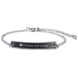 VNOX Free Custom Engraving Medical Alert Bracelet Think Link Bracelet Medic Name ID for Women Girls,6.9''-8.6''
