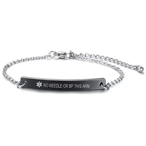 VNOX Free Custom Engraving Medical Alert Bracelet Think Link Bracelet Medic Name ID for Women Girls,6.9''-8.6'' VNOX Free Custom Engraving Medical Alert Bracelet Think Link Bracelet Medic Name ID for Women Girls,6.9''-8.6''
