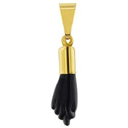 In Season Jewelry 14k Gold Plated Black Figa Hand Charm Evil Protection Amulet