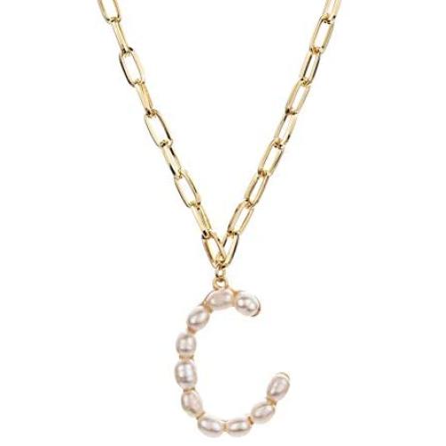ZLYSF Initial Necklace for Women Girls Large Big Letter Necklace - Paperclip Chain Alphabet Pendant Necklace Jewelry Gift
