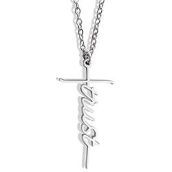 KITEENAL Creative Faith Cross Necklace Letter Pray Hope Believe Grace Pendant Necklace Stainless Steel Initial Jewelry Gift for Women Men