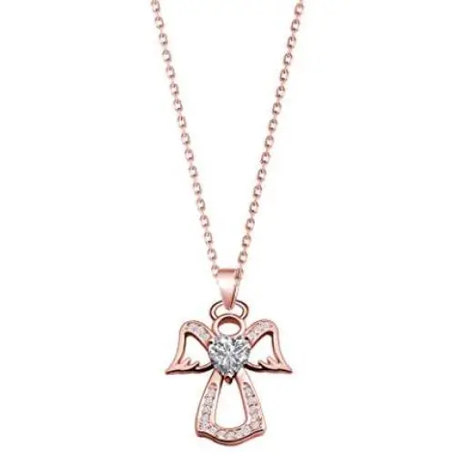 WUSUANED Guardian Angel Pendant Necklace Zircon Heart Jewelry for Women Girls WUSUANED Guardian Angel Pendant Necklace Zircon Heart Jewelry for Women Girls