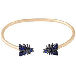 KUIYAI Vintage Bee Cuff Two Tone Color Bracelet Rhinestone Bee Bangle Insect Jewelry