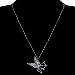 DOWAY Halloween Antique Alloy Plated Wings Archery Skeleton Skull Pendant Necklace Novelty Jewelry for Women Girls Charm Party Gift