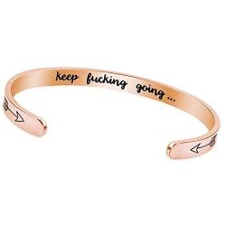 MJartoria Inspirational Bracelets for Women, Stainless Steel Cuff Bangle Engraved Funny Phrase Jewelry Graduation Birthday Encouragement Gifts for Friends