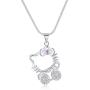 UUONLY Hello Kitty Necklace, Pink Kitty Cat Necklace-Silver Plated Pink Cat Pendant Necklace, Birthday Gift for Hello Kitty Fans, Hello Kitty Gifts for Women etc, 17.71'' , Pink