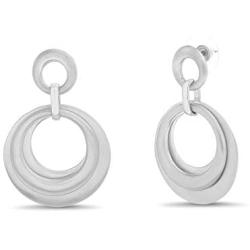 CATHERINE MALANDRINO Statement Multi Circle Drop Door Knocker Earrings for Women (White)