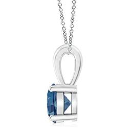Classic Round London Blue Topaz Solitaire Pendant Necklace in Silver (5mm London Blue Topaz)