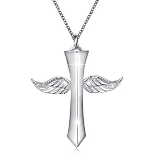 Cremation Jewelry Sterling Silver Engraved Urn Necklace for Ashes Keepsake Pendant Necklace