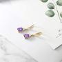 Gem Stone King 5.00 Ct Emerald Cut Purple Amethyst 18K Yellow Gold Plated Silver Earrings