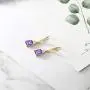 Gem Stone King 5.00 Ct Emerald Cut Purple Amethyst 18K Yellow Gold Plated Silver Earrings