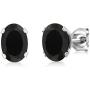 Gem Stone King 925 Sterling Silver Black Onyx Adjustable Tennis Bracelet Earrings Set, 11.60 Total Carat Weight