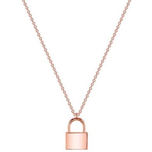 Mevecco Gold Dainty Initial Necklace Lock Necklace 18K Gold Plated Padlock Necklace Letter Necklaces for Women Minimalist Personalized Jewelry