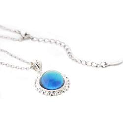 MOJO JEWELRY Handmade Made Mood Stone Mood Pendant Sterling Silver Plated Mood Necklace with Stainless Steel Chain 16''+2''