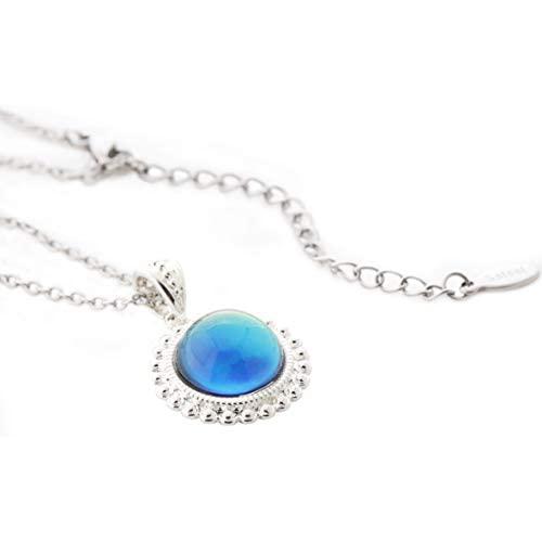 MOJO JEWELRY Handmade Made Mood Stone Mood Pendant Sterling Silver Plated Mood Necklace with Stainless Steel Chain 16''+2''