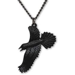 Black Raven Black Crow Gothic Pewter Pendant Necklace