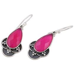 NOVICA Chalcedony .925 Sterling Silver Dangle Earrings Royal Radiance