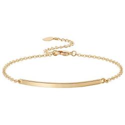 Dainty Gold Bar Bracelet for Women Simple Delicate Thin Cuff Bangle Hook Bracelet 18K Gold Plated Handmade Minimalist Jewelry
