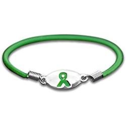 Fundraising For A Cause | Green Ribbon Awareness Stretch Bracelets - Inexpensive Bracelets for Organ Donation, Cerebral Palsy, Liver Cancer, Mental Health Awareness, Bipolar Awareness and Gift-Giving