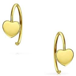 Personalized Alphabet Initial Letter A-Z Tiny Minimalist Real 14K Gold Solid Heart Stud Earrings For Women Teen Customizable