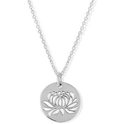 Boma Jewelry Sterling Silver Cut-Out Lotus Blossom Flower Pendant Necklace, 20 Inches