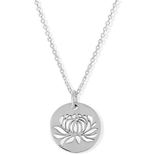 Boma Jewelry Sterling Silver Cut-Out Lotus Blossom Flower Pendant Necklace, 20 Inches