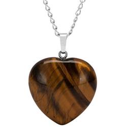 Sterling Silver Gemstone Necklace Large Heart Pendant 18 inch Healing Crystals Chakra Stones Anniversary Birthday Mothers Women Girls Gifts