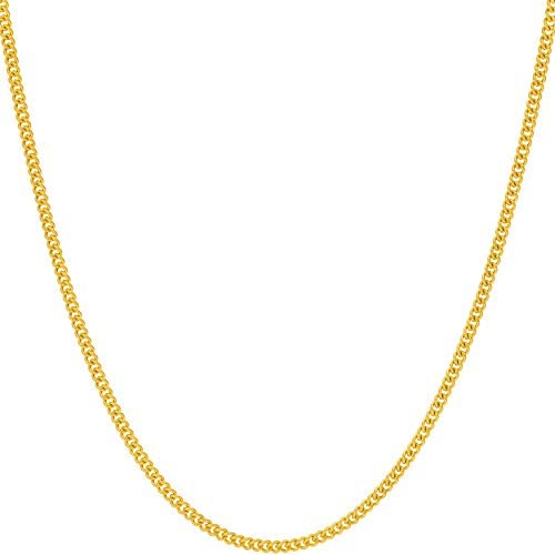 Lifetime Jewelry 1.7mm Curb Link Chain Necklace for Women & Men 24k Gold Plated