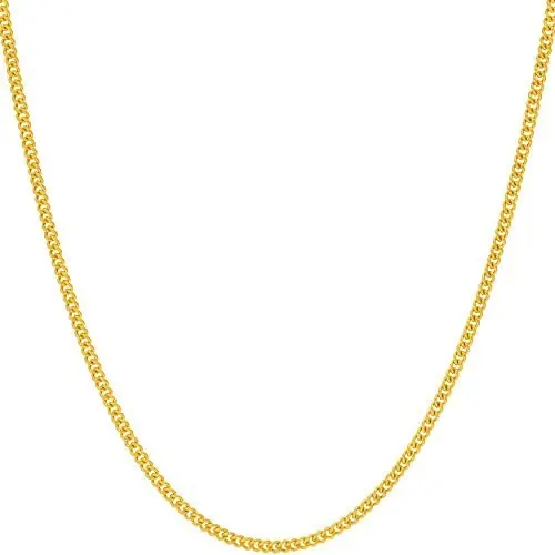 Lifetime Jewelry 1.7mm Curb Link Chain Necklace for Women & Men 24k Gold Plated Lifetime Jewelry 1.7mm Curb Link Chain Necklace for Women & Men 24k Gold Plated