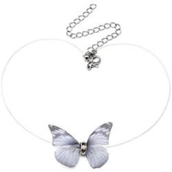 Womens Butterfly Necklace Choker Transparent Fishing Line Cute Rhinestone Butterfly Elf Fairy Necklace for Girls Kids Birthday Gift Jewelry