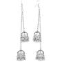 Efulgenz Boho Vintage Antique Tribal Indian Oxidized Silver Jhumka Tassel Dangle Statement Hook Earrings Jewelry