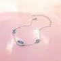 DAOSHANG 925 Sterling Silver Good Luck Blue Cubic Zirconia Evil Eye Bracelet for Women, Adjustable Chain 7 + 2''