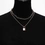 BaubleStar Link Layered Lock Necklace Stainless Steel Paperclip Chain Fashion Jewelry