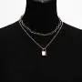 BaubleStar Link Layered Lock Necklace Stainless Steel Paperclip Chain Fashion Jewelry
