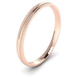 LANDA JEWEL Solid 14k White Rose Yellow Gold 2mm Light Court Shape Comfort Fit Polished Wedding Ring Milgrain Band