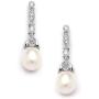 Mariell Genuine Freshwater Pearl Drop Earrings - Vintage Cubic Zirconia - Great for Brides or Bridesmaids