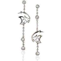 Baron Jewelry Dodge Challenger SRT Hellcat Rhodium Plated Brass Earrings. Decorated with Swarovski Crystals. 2” Long Durable Chain with 3 Silver Clean Crystals.