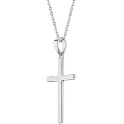 925 Sterling Silver Cross Necklace Pendant Plain Classic Traditional 19''