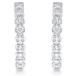 La Joya 3/4-2 Carat Total Weight (ctw) Lab Grown Diamond Hoop Earrings for Women- White Rhodium or Yellow Gold Plated 925 Sterling Silver Earrings - With Superior GH Color And SI Clarity Diamonds
