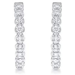 La Joya 3/4-2 Carat Total Weight (ctw) Lab Grown Diamond Hoop Earrings for Women- White Rhodium or Yellow Gold Plated 925 Sterling Silver Earrings - With Superior GH Color And SI Clarity Diamonds