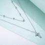 925 Sterling Silver Cross/Star Moon Layered Choker Necklace for Women Girls