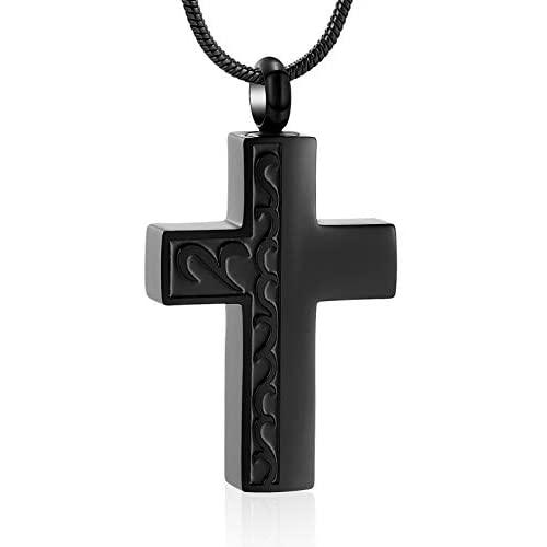 zeqingjw Stainless Steel Cross Memorial Cremation Jewelry for Ashes Urn Pendant Necklace Keepsake Jewelry Urn - Cremation Pendant Necklace