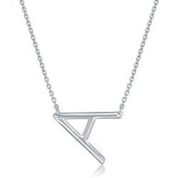 Sterling Silver Sideways Initial Necklace A-Z Pendant Letter Necklace for Women