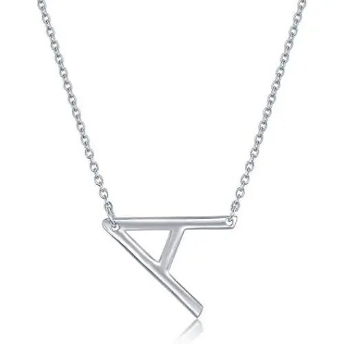 Sterling Silver Sideways Initial Necklace A-Z Pendant Letter Necklace for Women Sterling Silver Sideways Initial Necklace A-Z Pendant Letter Necklace for Women