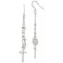 Solid 925 Sterling Silver Miraculous Medal and Cross Hook Earrings Solid 925 Sterling Silver Miraculous Medal and Cross Hook Earrings