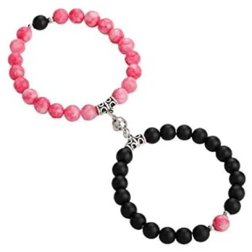 Magnetic Stone Couple Bracelets Handmade White Black Agate Matching Natural Stone Beads Bracelets Distance Relationship Bracelet Rocks Attractive Friendship Jewelry Magnetic Stone Couple Bracelets Handmade White Black Agate Matching Natural Stone Beads Bracelets Distance Relationship Bracelet Rocks Attractive Friendship Jewelry